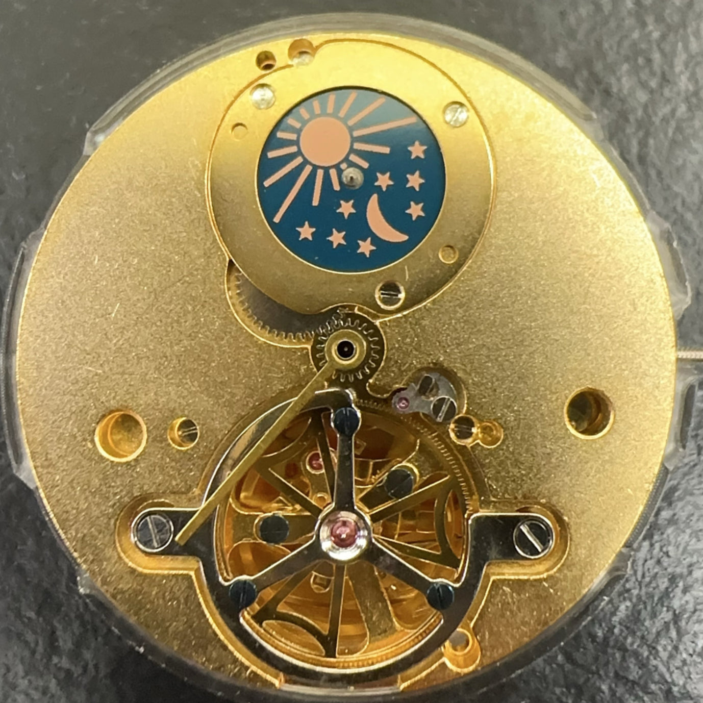 China Made Golden Mechanical Moon Phase At 12 Flywheel Watch Repair Part