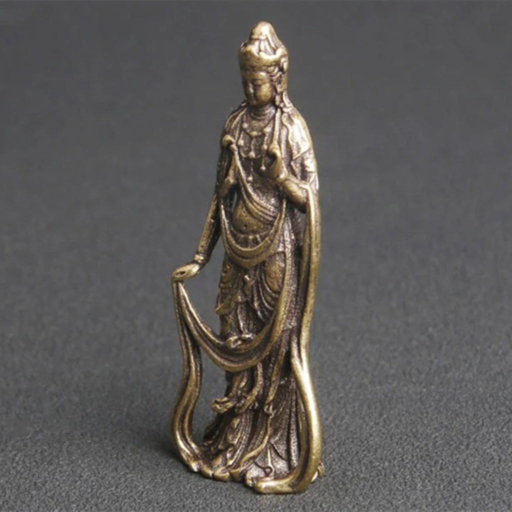 Solid Copper Thailand Guanyin Buddha Vintage Hand Carved Bronze Model Figurines