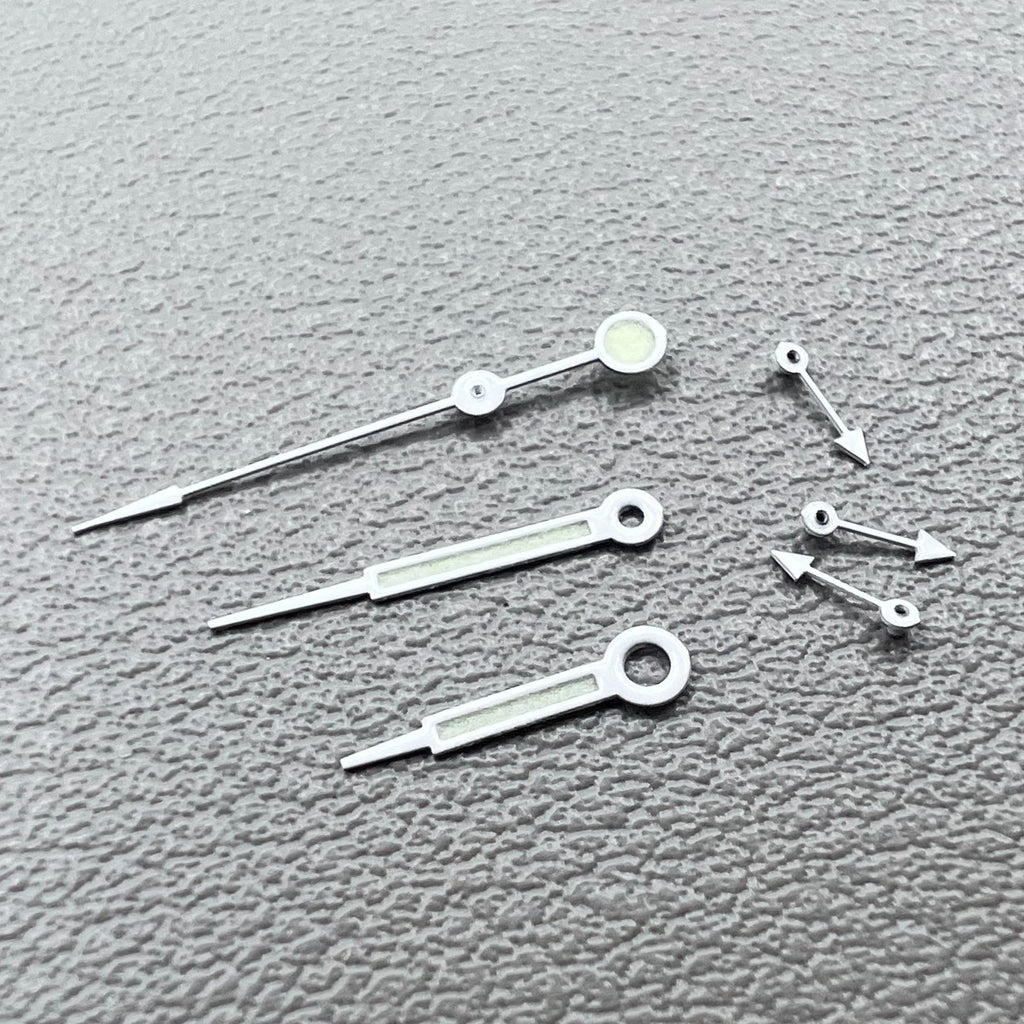 11.5mm Green Lume Pointed White Trim Watch Hands for Miyota OS10 OS20 OS60 OS80