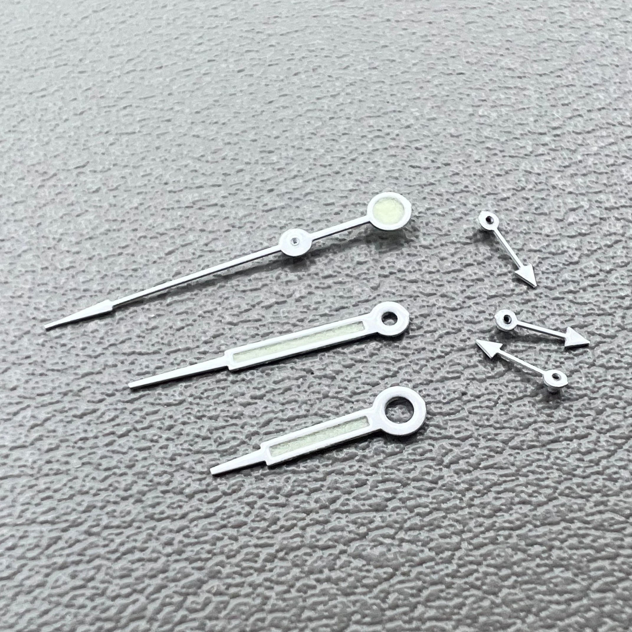 11.5mm Green Lume Pointed White Trim Watch Hands for Miyota OS10 OS20 OS60 OS80