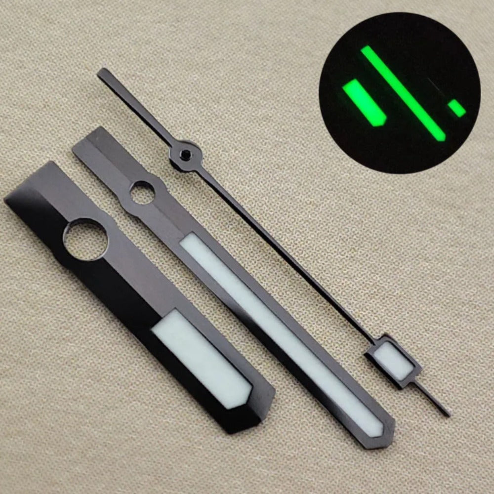 Modified 13mm Green Luminous Black Trim Watch Hands for NH35/36 NH38 NH72