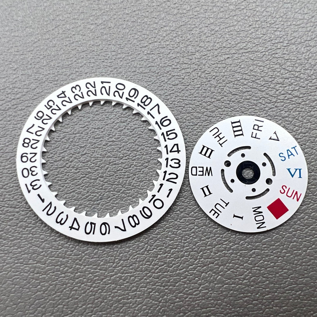 White Date Disk Week Wheel Roman /English Font for NH36 Movement Crown@3.0