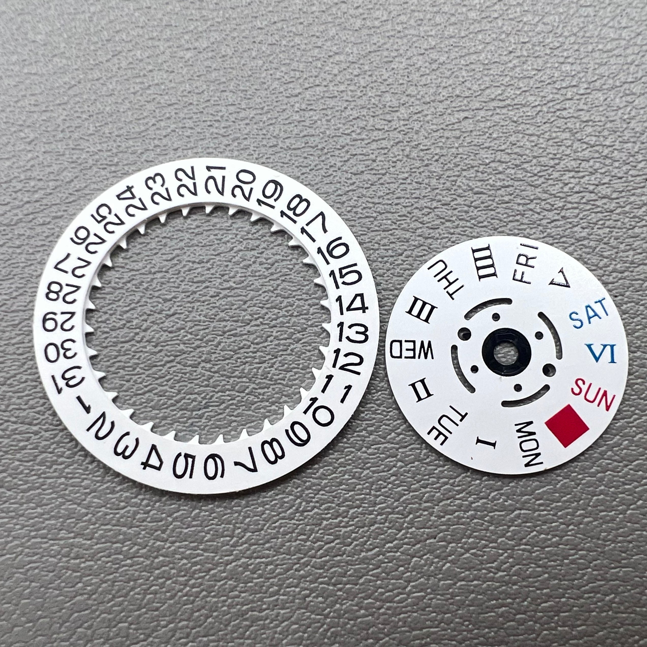 White Date Disk Week Wheel Roman /English Font for NH36 Movement Crown@3.0