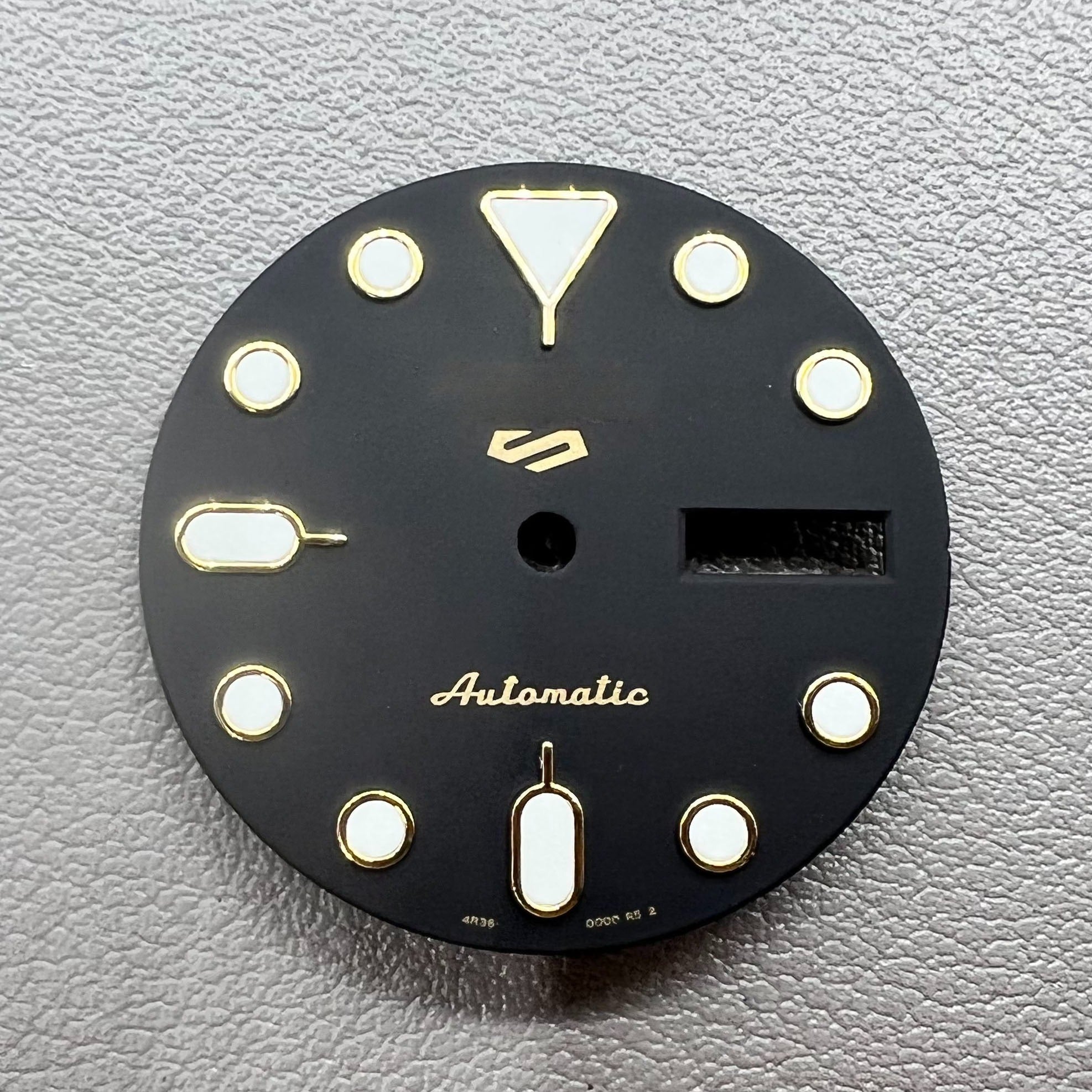 Green Lume Black+Golden Trim Nail Datejust Watch Dial for NH35 NH36 Movement