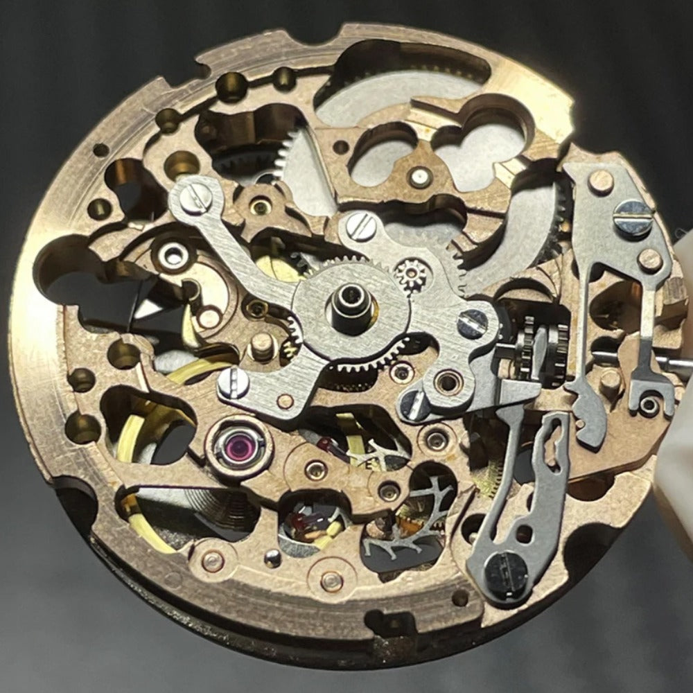 Japan Made Miyota Rose Golden+Silver Hollow 8N24 Automatic Mechanical Movement