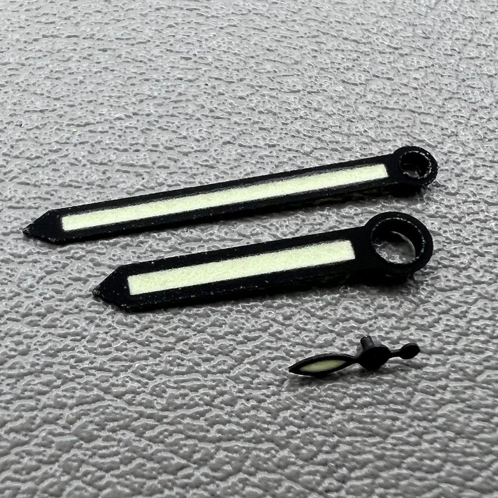 3 Hands Black Trim Green Luminous Hands Set for ST3600/ST3620/ETA6497/6498