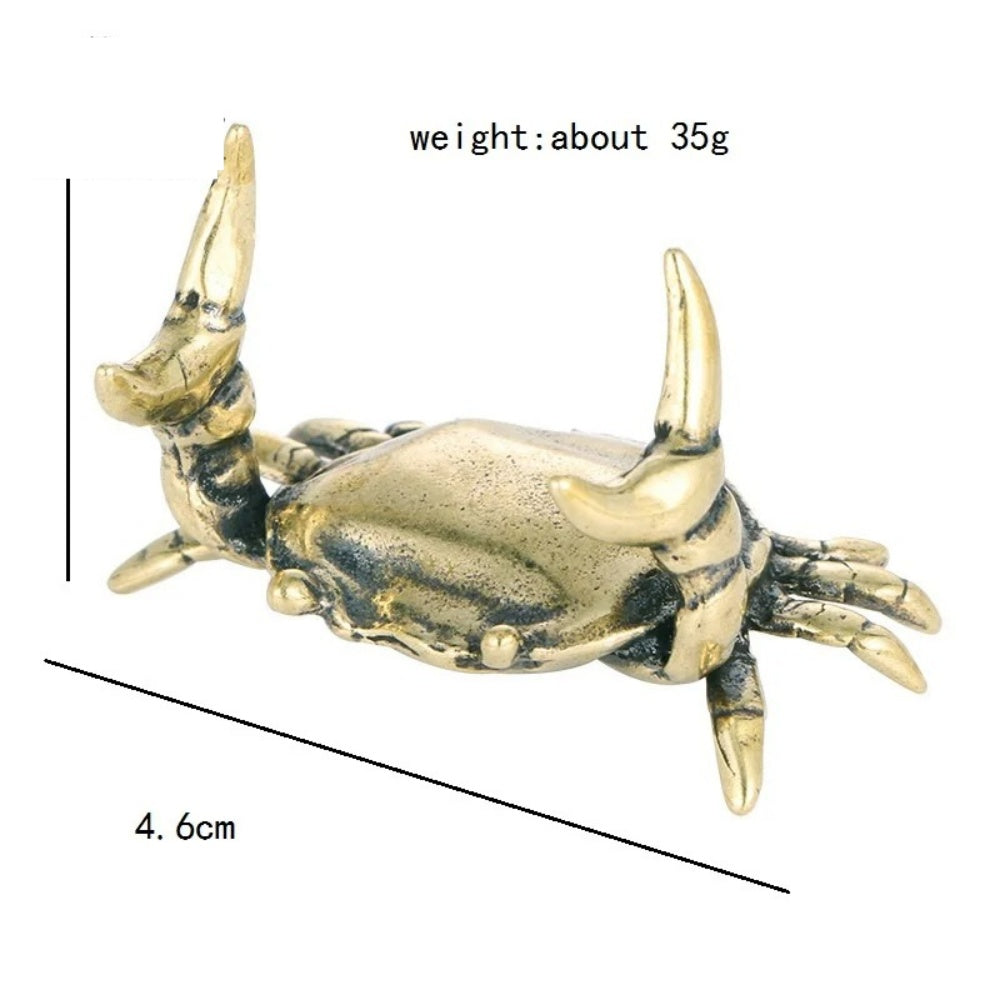 Solid Copper Weightlifting Crab Trinket Vintage Bronze Figurines