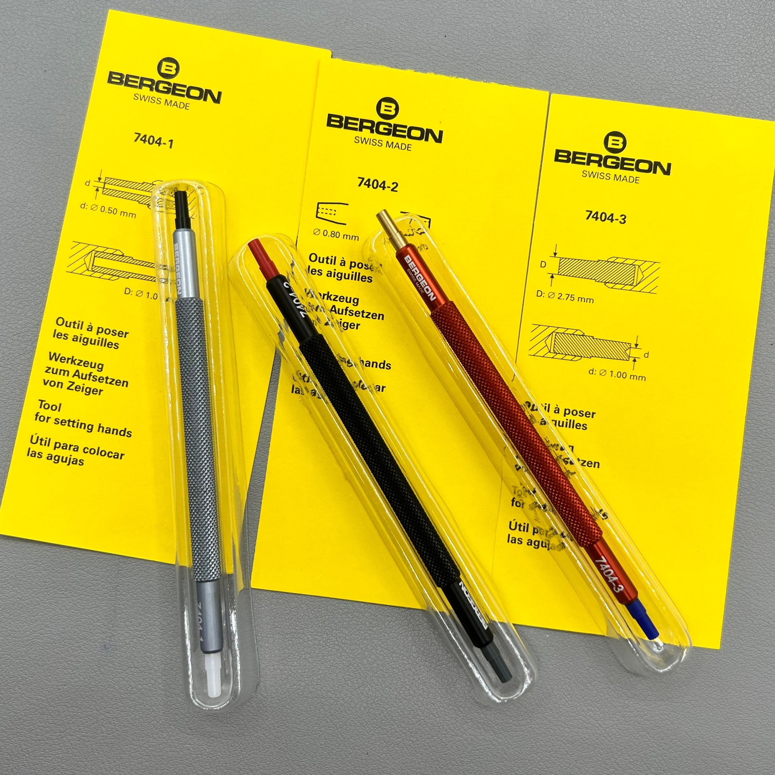 Swiss Bergeon 7404 Watch Hand Fitting Tools Set of 3