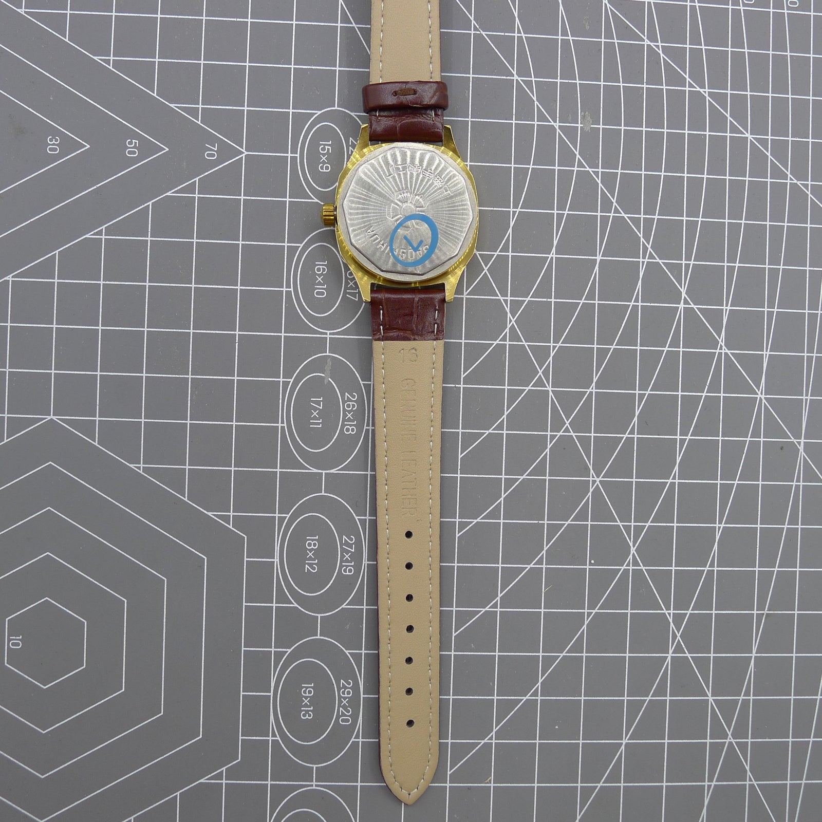 33mm Shanghai Manual Mechanical Watch Golden Nail Blue Dial Square Case 17 Jews