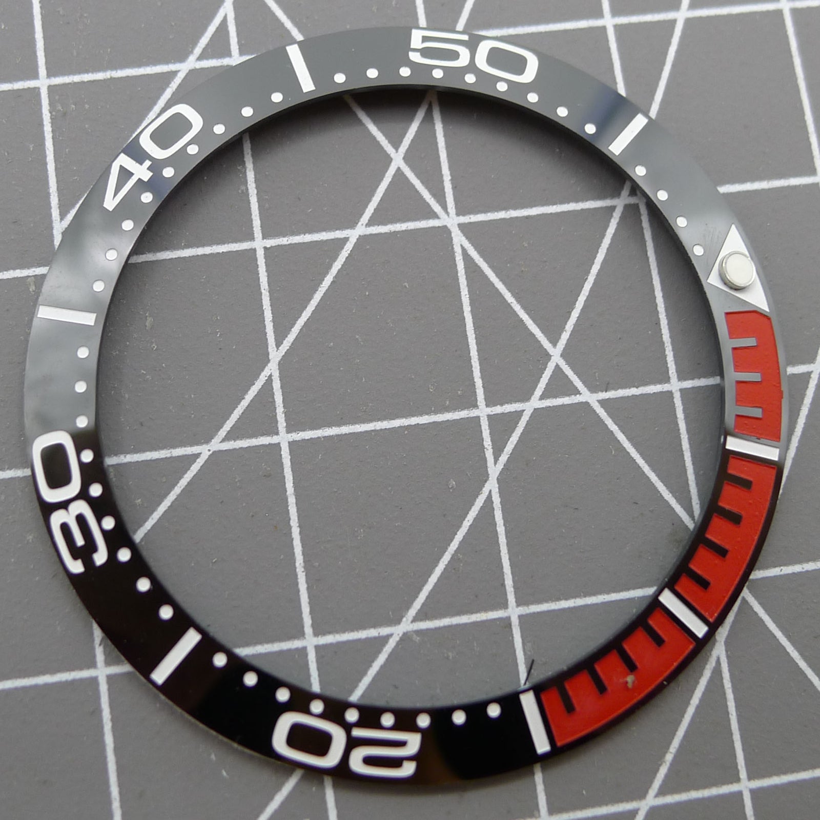 38mm Red Quarter Scale Ceramic Polished Waterproof Watch Bezel for Men Watch