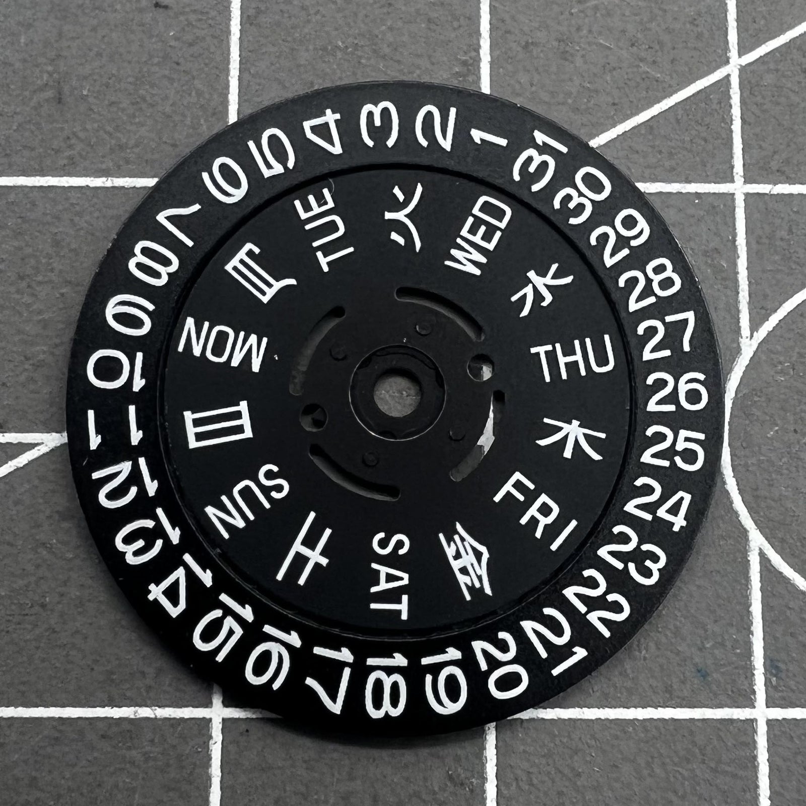 Green Lume Black Date Disk Wheel Week Wheel for Movement NH36 Date at 3.8