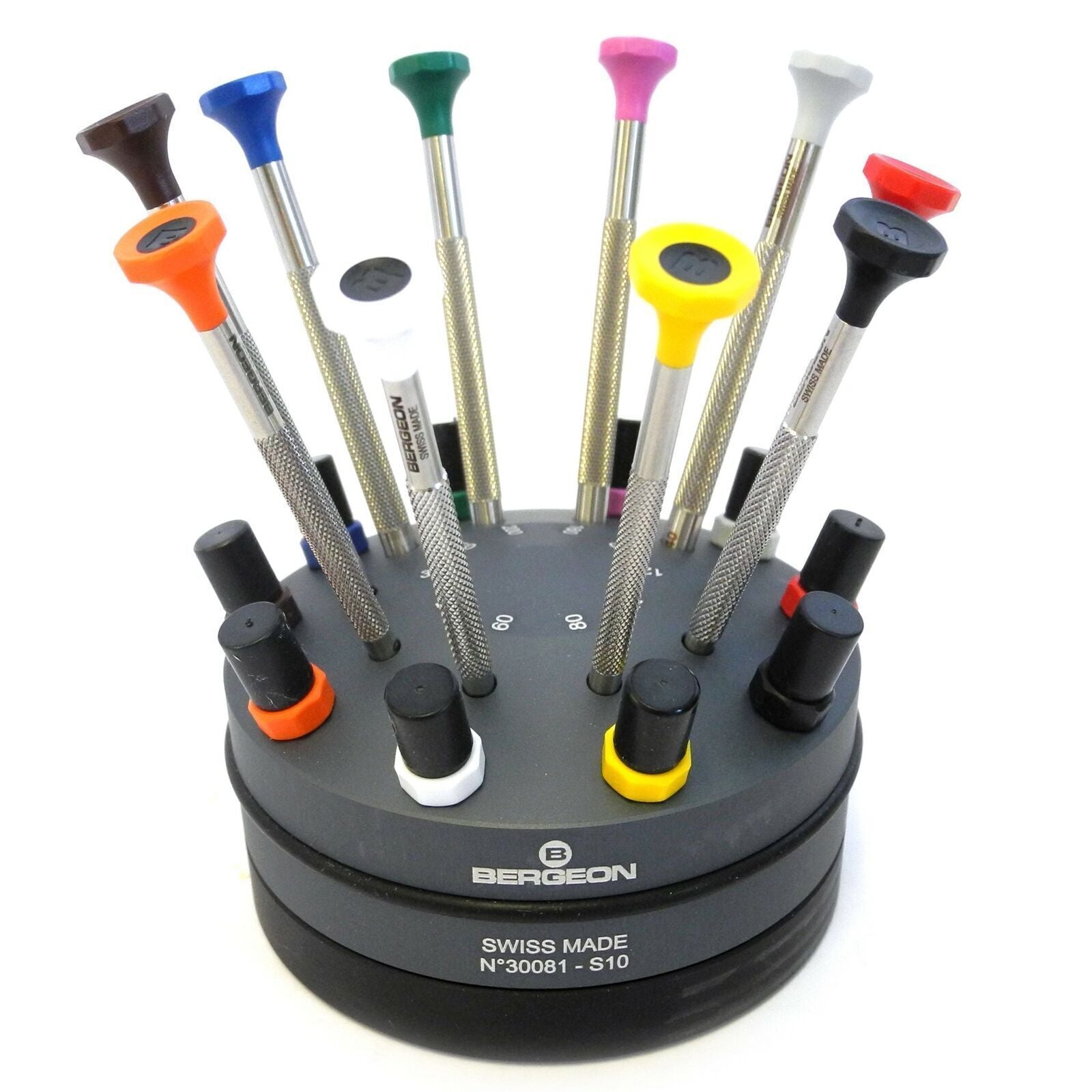 Bergeon 30081-S10 10 Ergonomic Watchmakers Screwdrivers Set With Rotating Stand