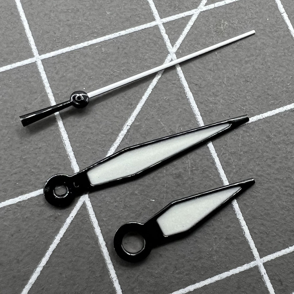 15mm Black Trim Green Luminous Watch Hands Set Fit for NH35/NH36 Movement