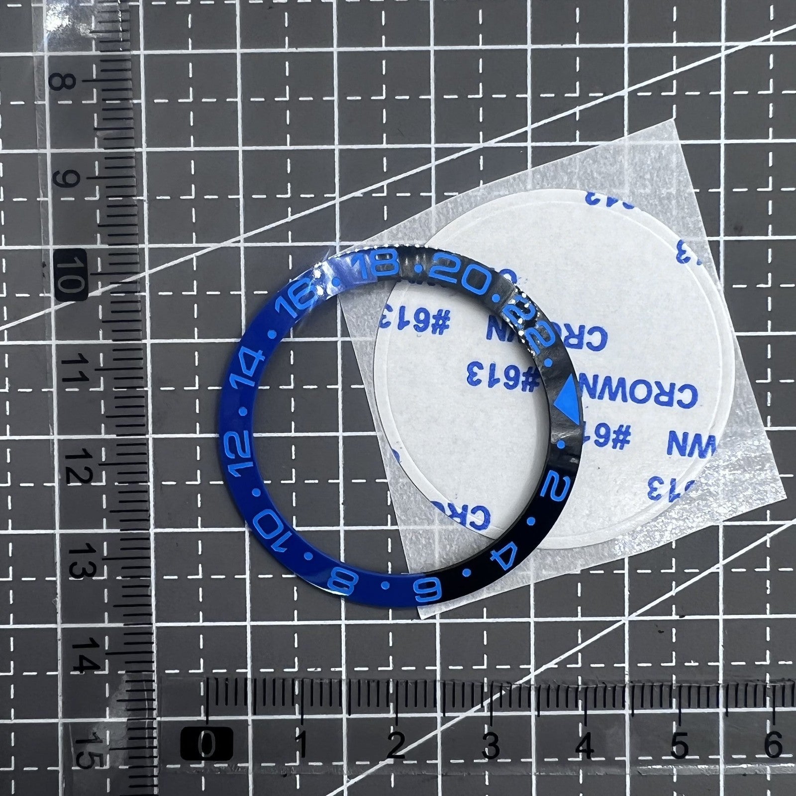 38mm Ceramic Watch Bezel Ring  Slope Blue+Black Ring Blue Font GMT for SUB