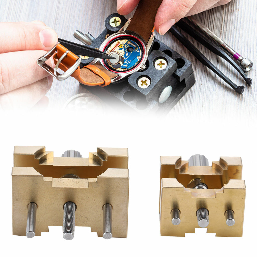 2PCS Watch Movement Holder Clamp Vise Copper Vintage Watchmakers Repair Tool
