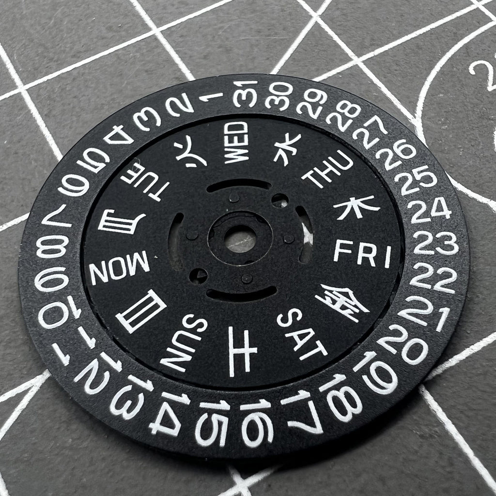 Green Lume Black Date Disk Wheel Week Wheel for Movement NH36 Date at 3.8