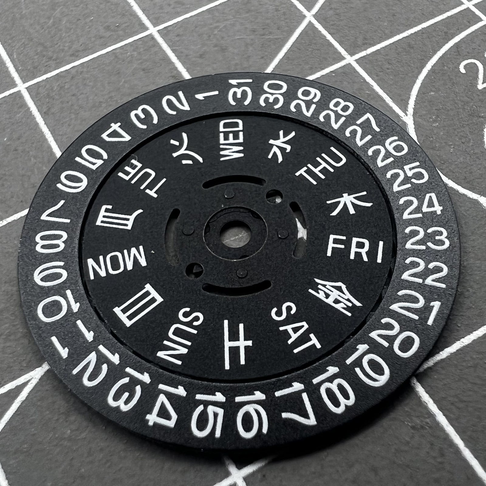 Green Lume Black Date Disk Wheel Week Wheel for Movement NH36 Date at 3.8