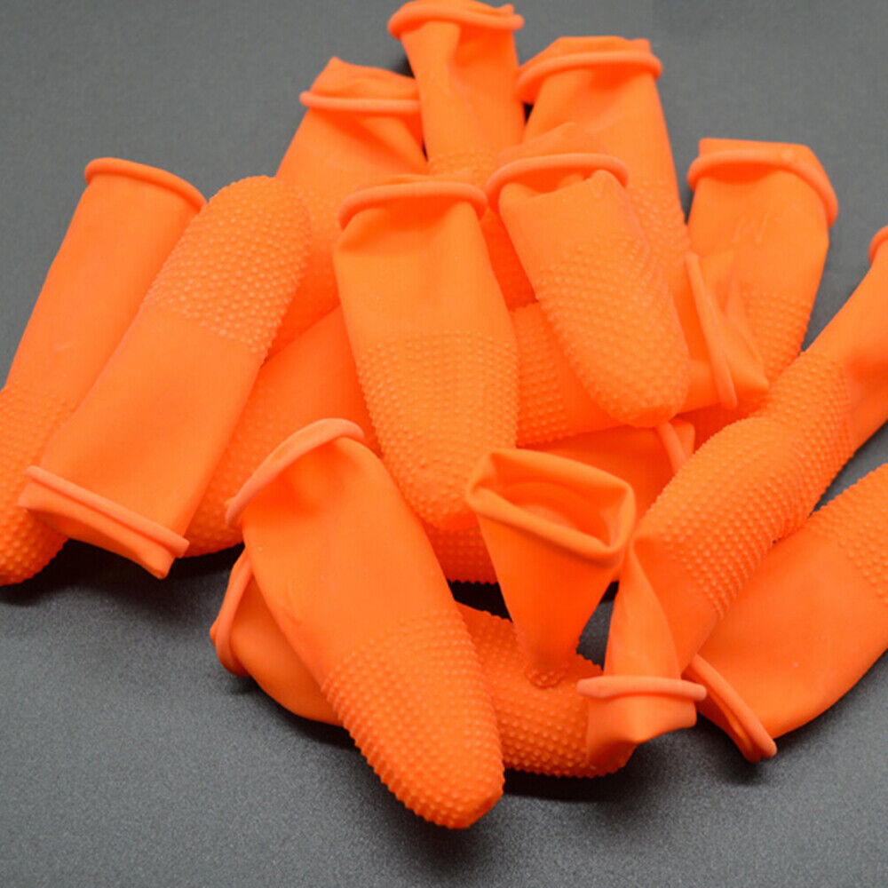 100 PIECES Size M Non-Slip Natural Rubber Disposable Latex Finger Cots Sets