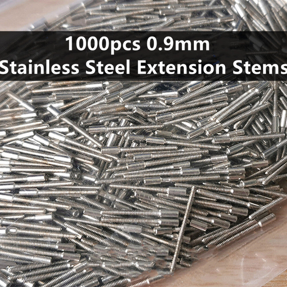 1000pcs 0.9mm Stainless Steel Extension Stems for Watch Repair Watchmaker