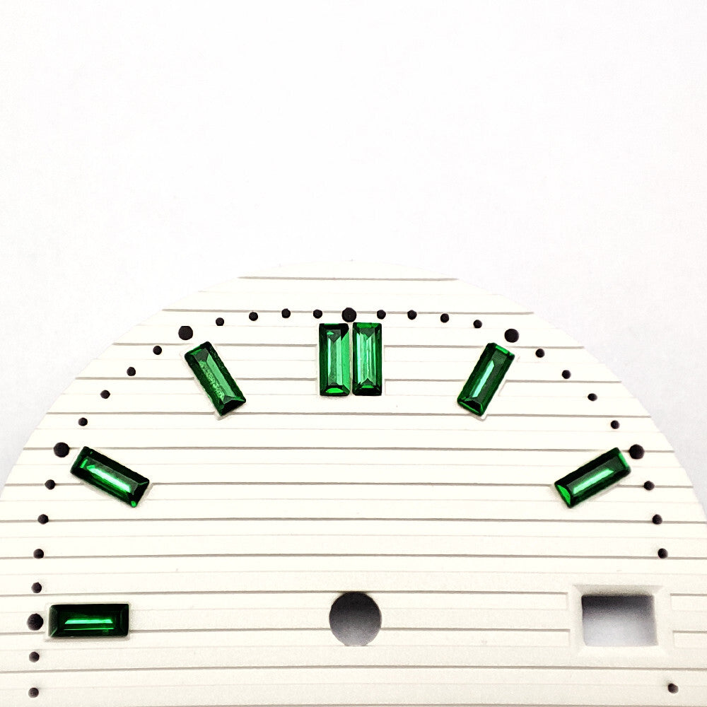 29.8mm Green Imitation Gemstone Nail White Watch Dial for NH35 Movement