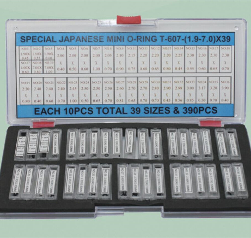 390pcs 39 Sizes 1.9-7mm Japan Waterproof Mini O-ring Kit for Watch Crown Seal