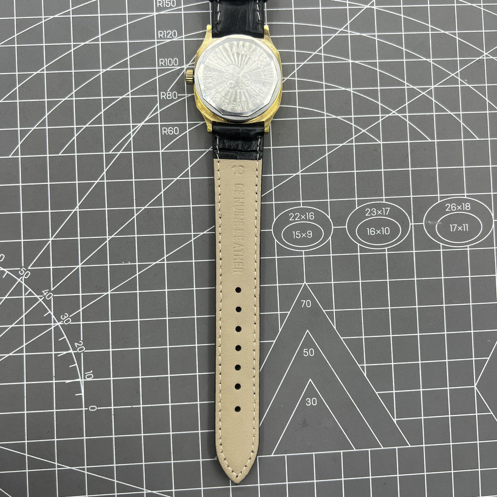 Black Dandong Manual Mechanical Watch 17 Jews Single Calendar Golden Dial