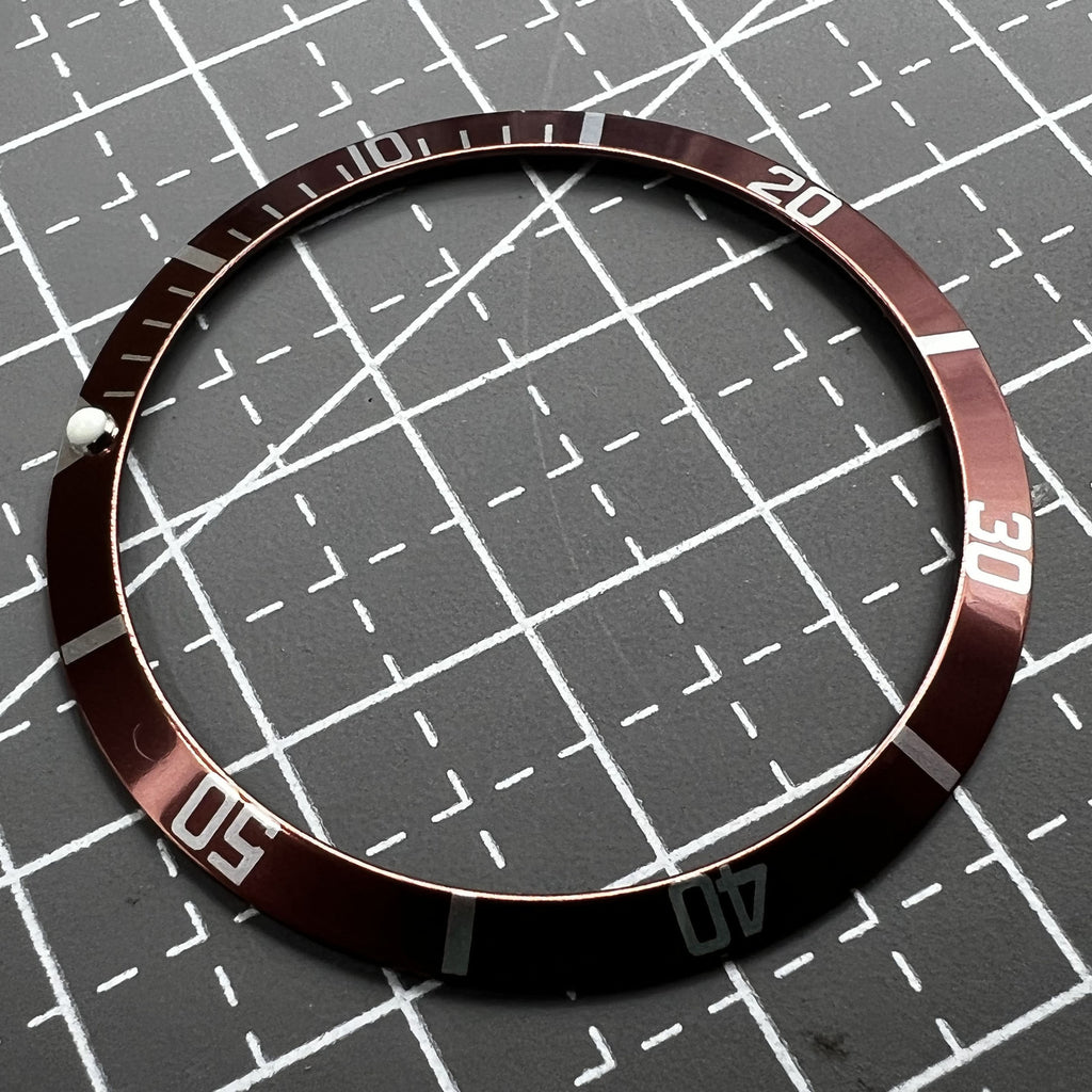 36.5*30.8mm Vintage Aluminum Alloy Slope Green Luminous Brown Watch Bezel
