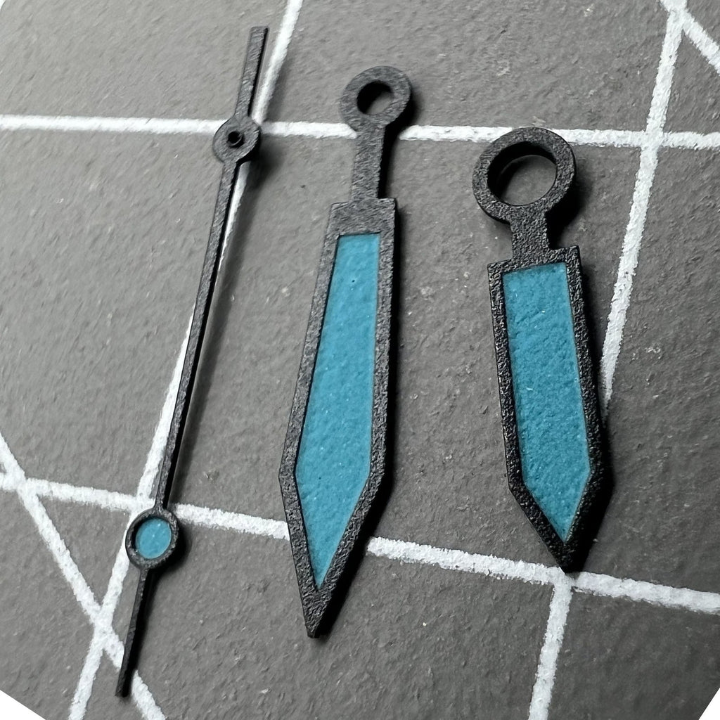 Blue Luminous Blue Polished Black Trim Hands Set for ETA2836/2846/2824/2846