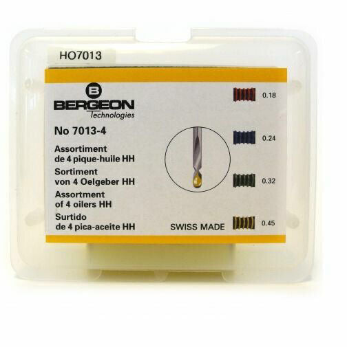 Bergeon 7013-4 Metal Dip Oilers Ergonomic Oil Grease Precision Applicator Set of