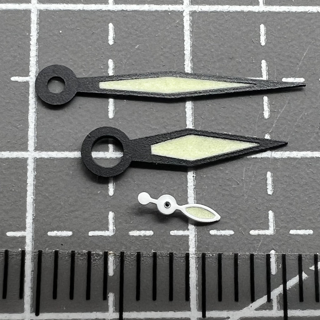 Green Lume Black Trim Diamond Shaped Watch Hands for ST3600/ST3620/ETA6497/6498