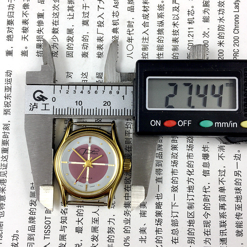 26mm Brown Liaocheng TAISHAN Manual Mechanical Lady Watch 19 Jews Golden Nail