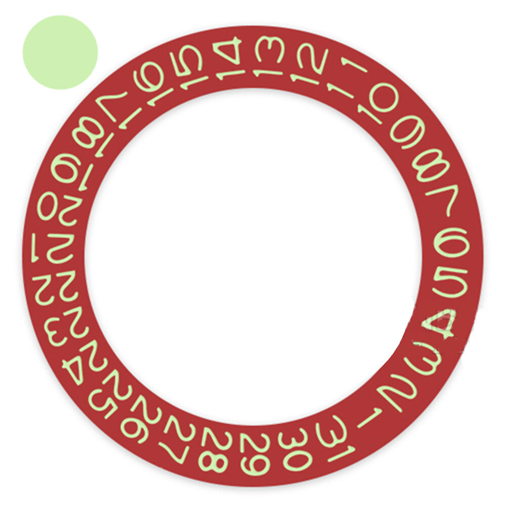 Red Background Tea Green Font Disk Date Wheel Datedisk for Miyota NH35 NH36