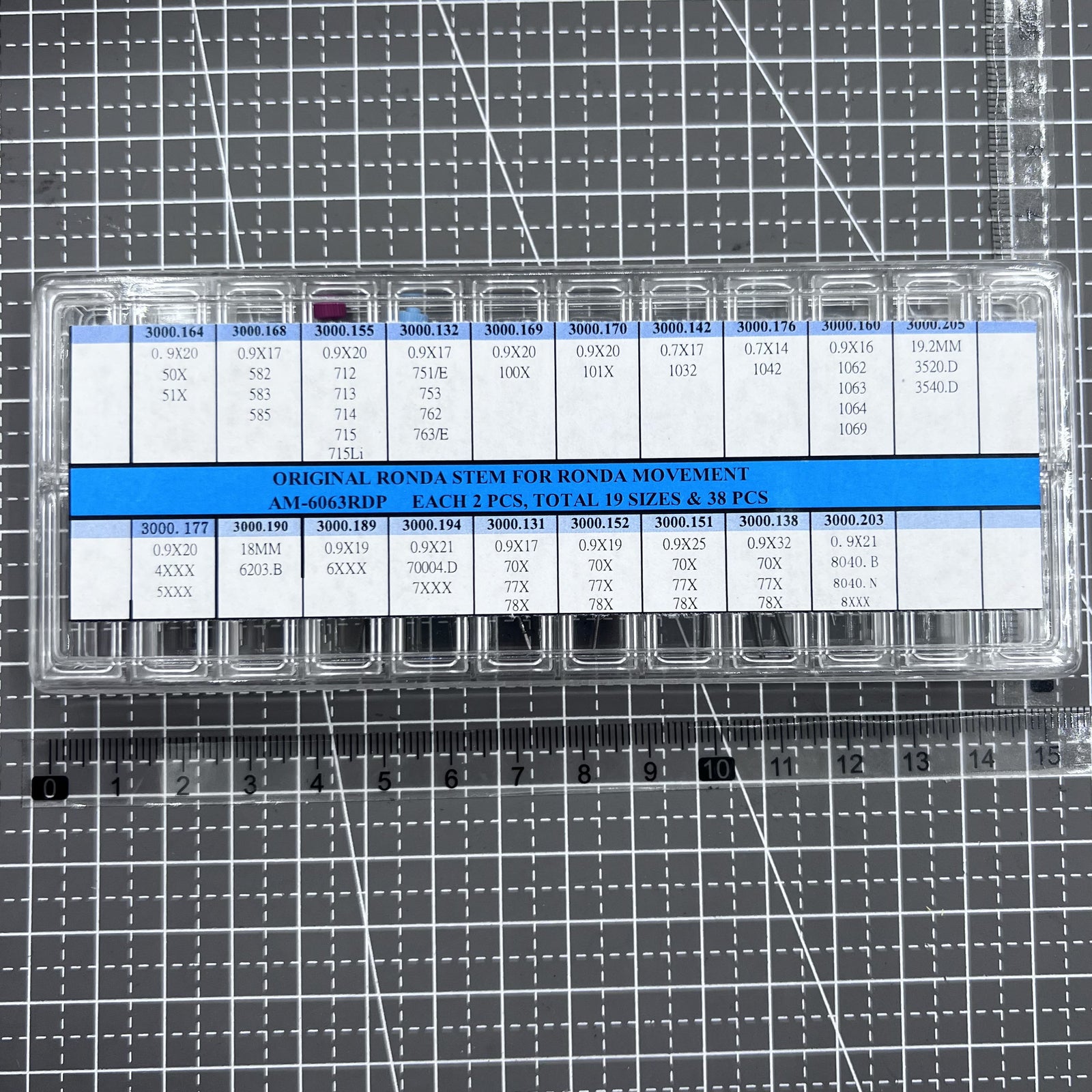 Assortment of 38 PIECES 19 Sizes Original Ronda Watch Stems AM-6063RDP