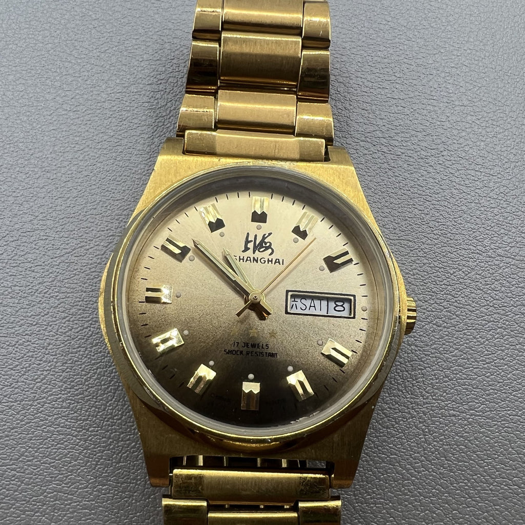 Shanghai Factory Made Manual Mechanical Watch Dark Brown Dial Double Calendar