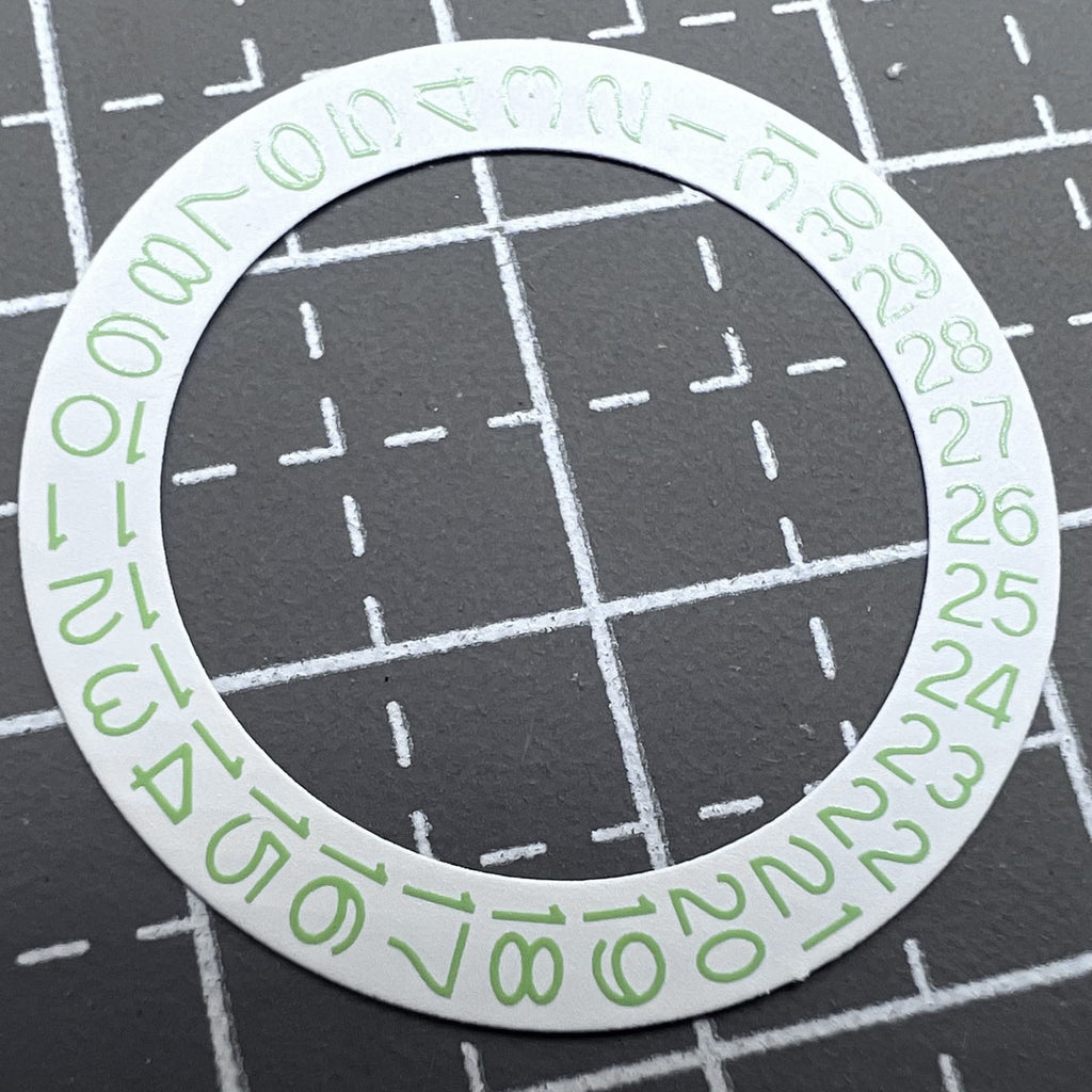 2 PIECES White Background Light Green Character Disk Date Wheel for NH35 NH36