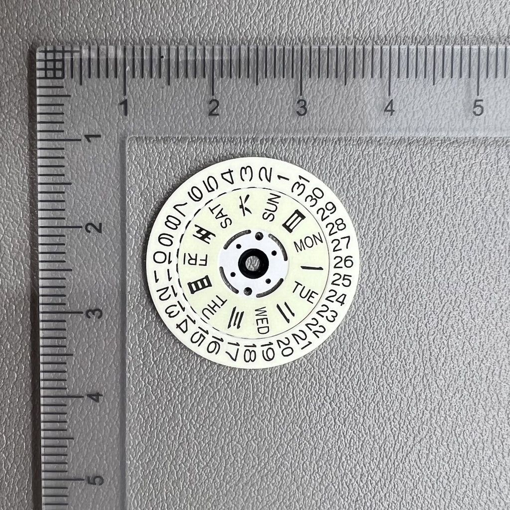 White Date Disk Wheel Week Wheel Green Lume for Seiko Movement NH36 Date@3.8