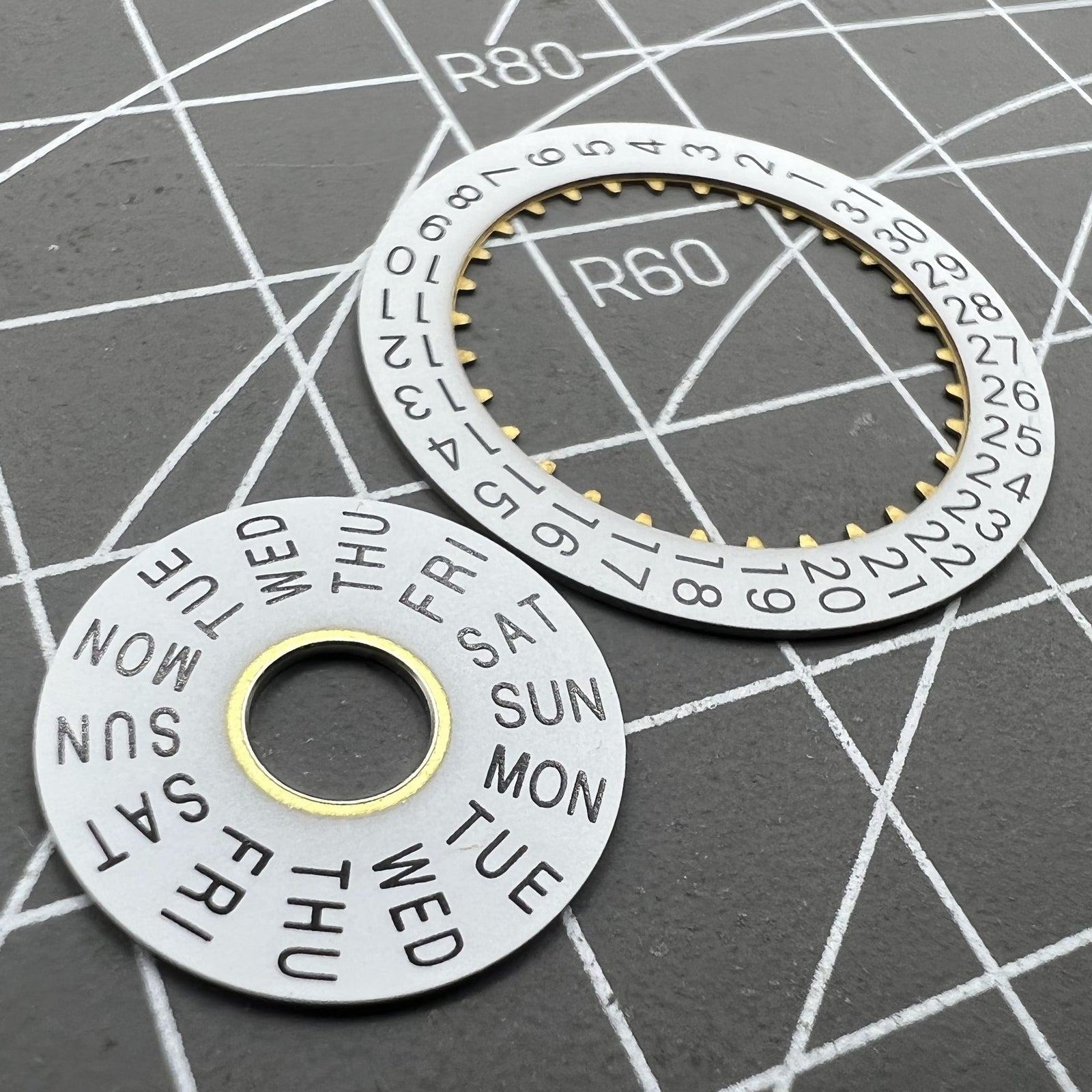 Pilot White Date Disk Wheel Week Wheel Generic for Dandong 7750 Movement