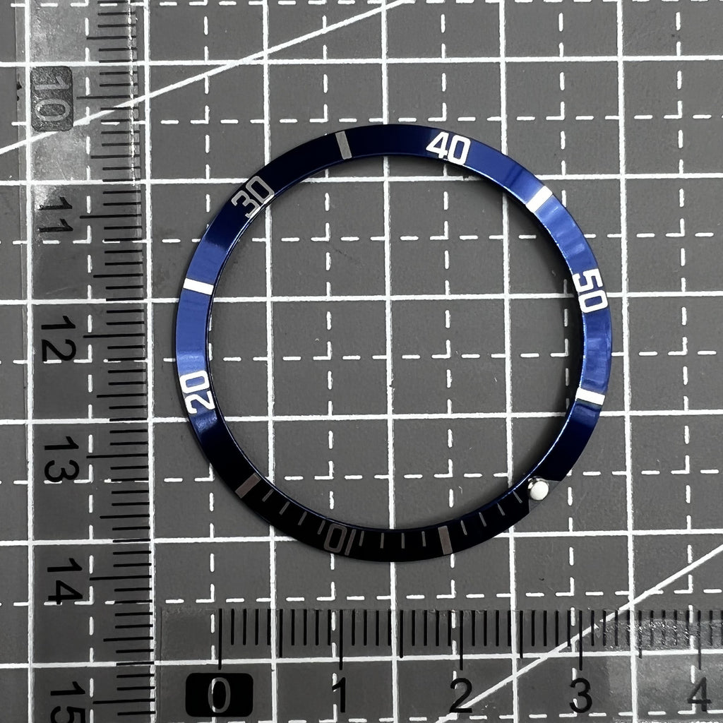 36.5*30.8mm Vintage Aluminum Alloy Slope Green Luminous Dark Blue Watch Bezel