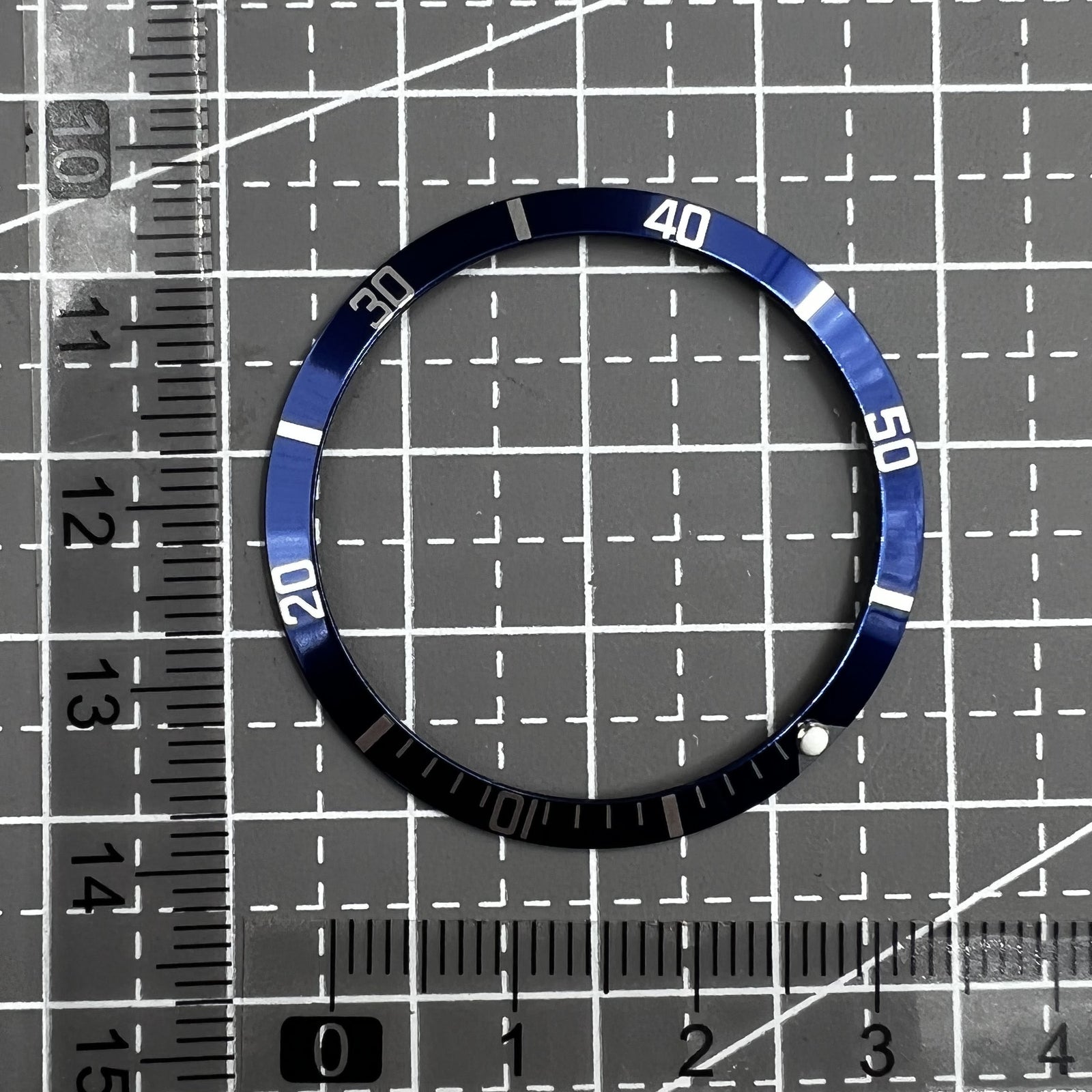 36.5*30.8mm Vintage Aluminum Alloy Slope Green Luminous Dark Blue Watch Bezel
