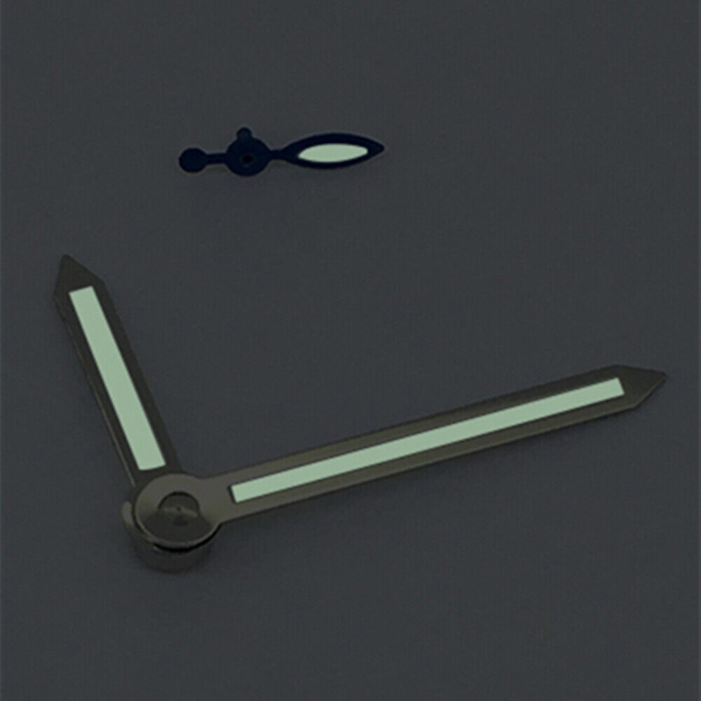 Silver Trim Arrow Shaped Green Lume Watch Hands for ST3600/ST3620/ETA6497/6498