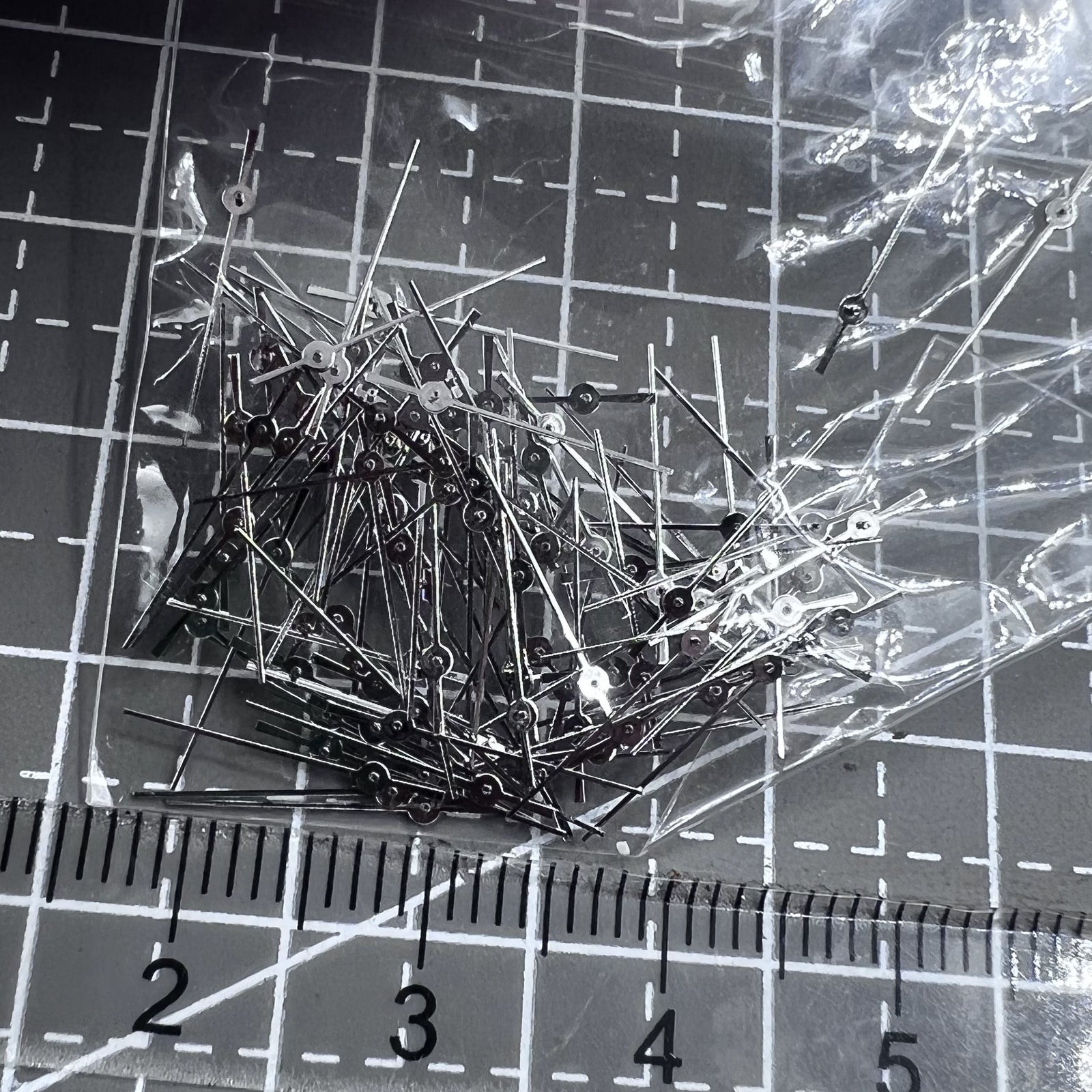 100 Sets 10.5mm Silver Second Hands Watch Hands for Quartz Movement Miyota 2035