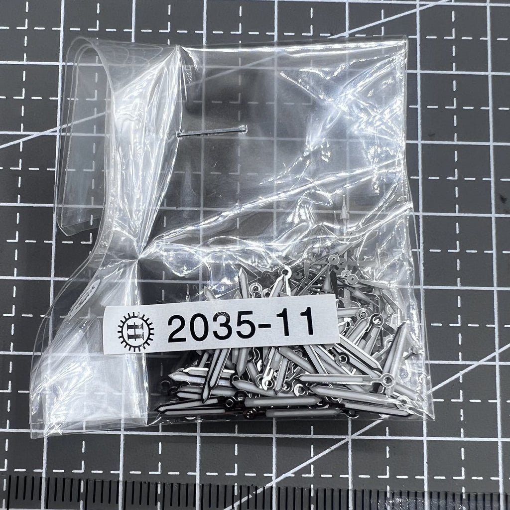 100 Sets/Pack 11mm Silver Trim Green Lume Watch Hands for Miyota 2035 2115 PC21