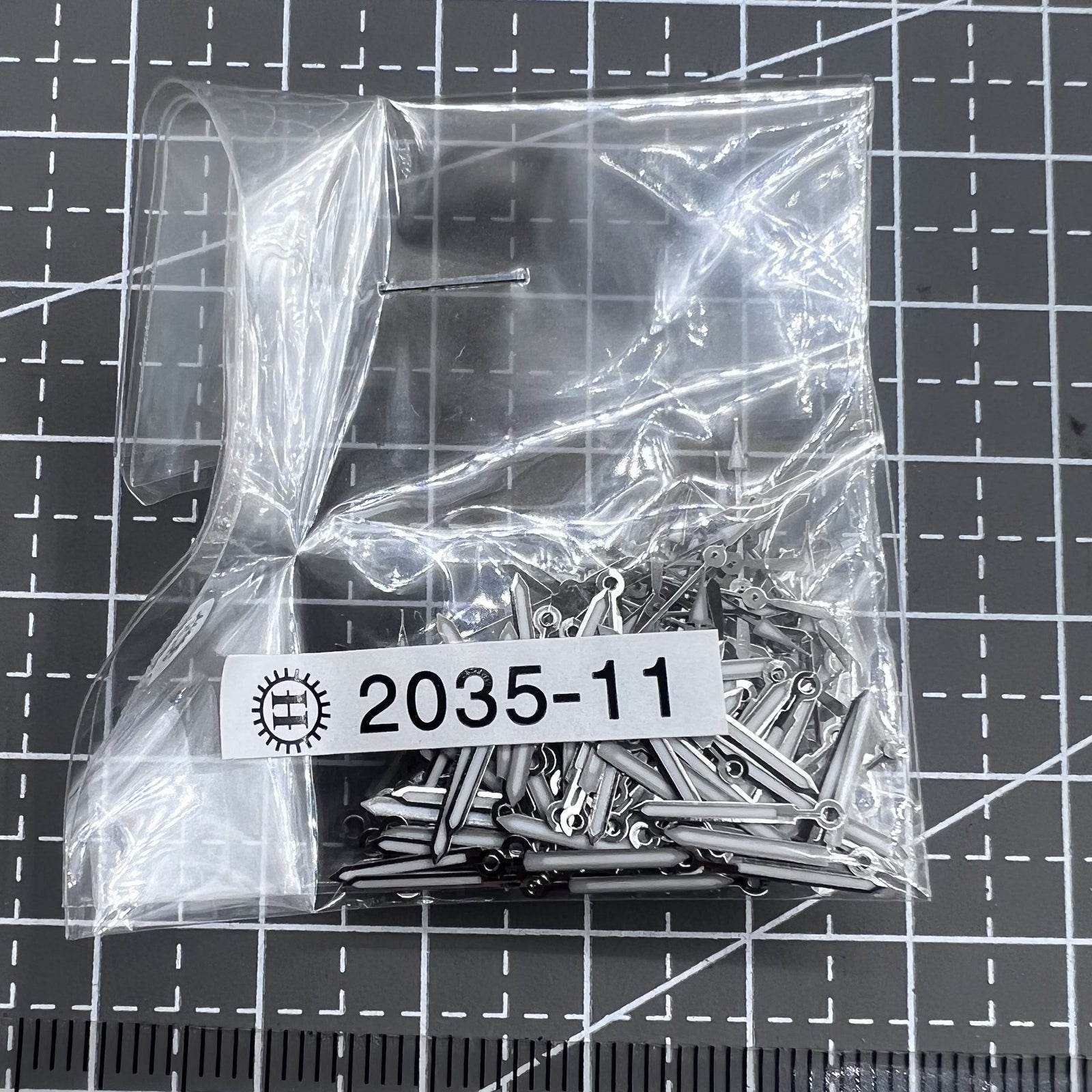 100 Sets/Pack 11mm Silver Trim Green Lume Watch Hands for Miyota 2035 2115 PC21
