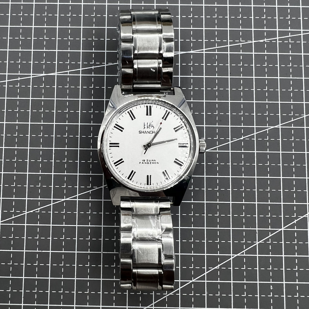 38mm Shanghai Factory Made Manual Mechanical Watch White Dial 3 Hands 19 Jews