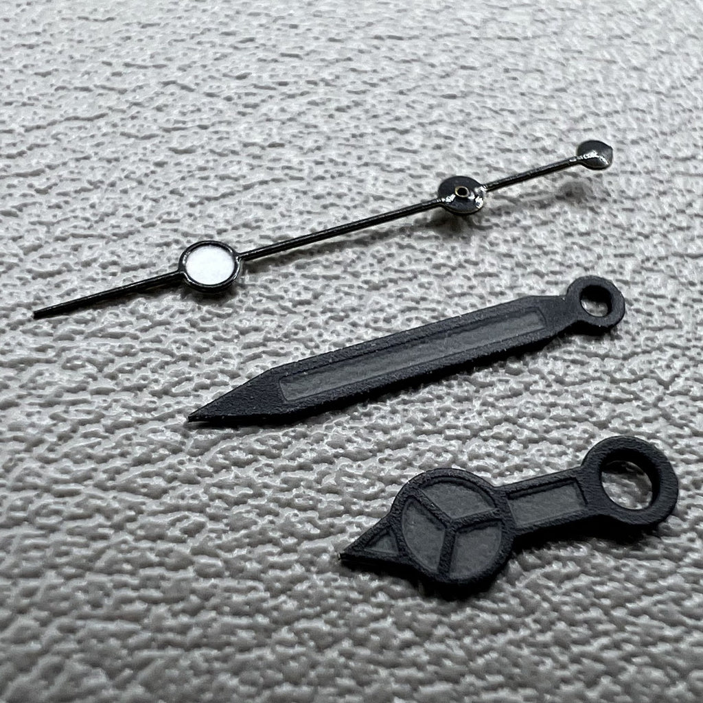 2 Sets Matted Black Trim Black Painted Lume Black Second Watch Hands for NH35/36