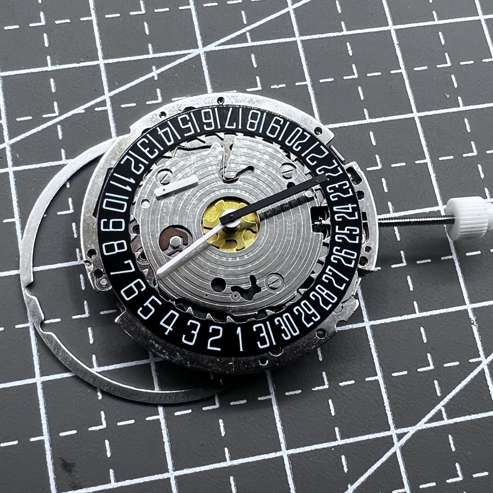 Swiss ISA 8171A Quartz Movement Black Disk 4 Hands Date At 6