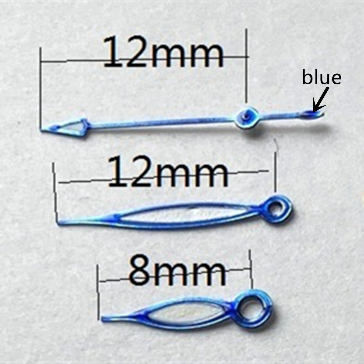 12mm Blue Trim Hollow Oval Watch Hands for Miyota 2315 2035 2036 2115 2305 2005