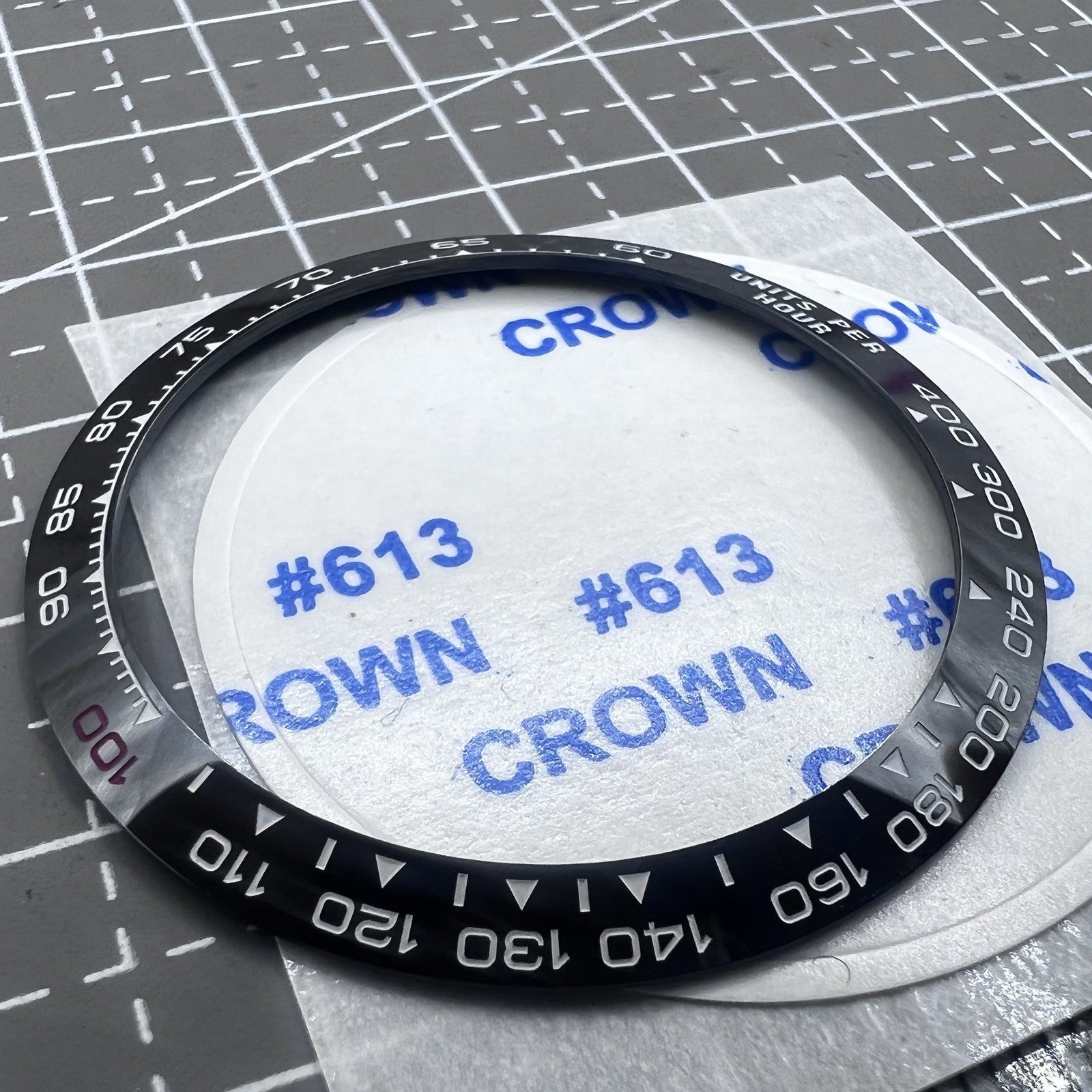 37.65mm Ceramic Watch Bezel  Black Background White+Red "100" Font for Daytona