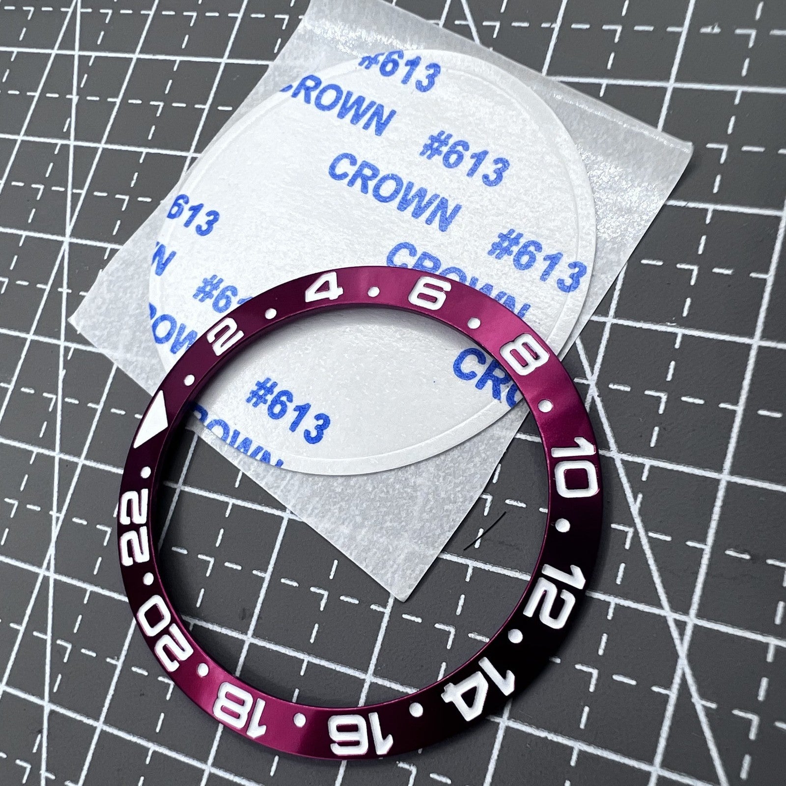 38mm Watch Bezel Insert Red Numberal GMT Aluminium Alloy for RLX