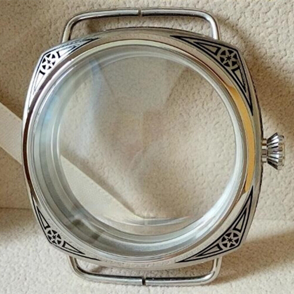 47mm 316L Watch Crystals Carved Watch Case for Seagull ST3600/ST3621/ETA6497/649